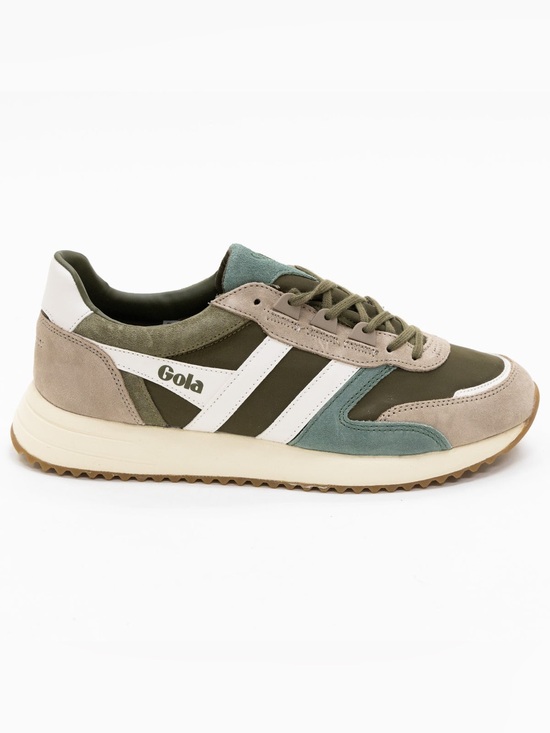 Gola Shoes - Gola Women’s Olive, Beige & Teal Retro Trainer Sneakers